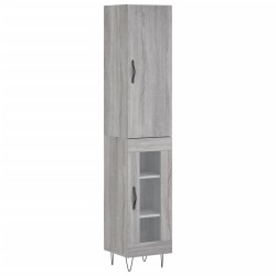vidaXL Aparador alto madera contrachapada gris Sonoma 34,5x34x180 cm