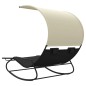 vidaXL Tumbona mecedora doble con toldo negro y crema vidaXL Tumbona mecedora doble con toldo negro y crema