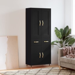 vidaXL Aparador alto madera contrachapada negro 69,5x34x180 cm