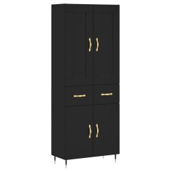 vidaXL Aparador alto madera contrachapada negro 69,5x34x180 cm