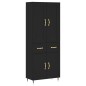 vidaXL Aparador alto madera contrachapada negro 69,5x34x180 cm