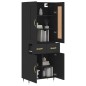 vidaXL Aparador alto madera contrachapada negro 69,5x34x180 cm