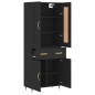 vidaXL Aparador alto madera contrachapada negro 69,5x34x180 cm