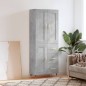 vidaXL Aparador alto madera contrachapada gris hormigón 69,5x34x180 cm vidaXL Aparador alto madera contrachapada gris hormigón 69,5x34x180 cm