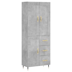 vidaXL Aparador alto madera contrachapada gris hormigón 69,5x34x180 cm