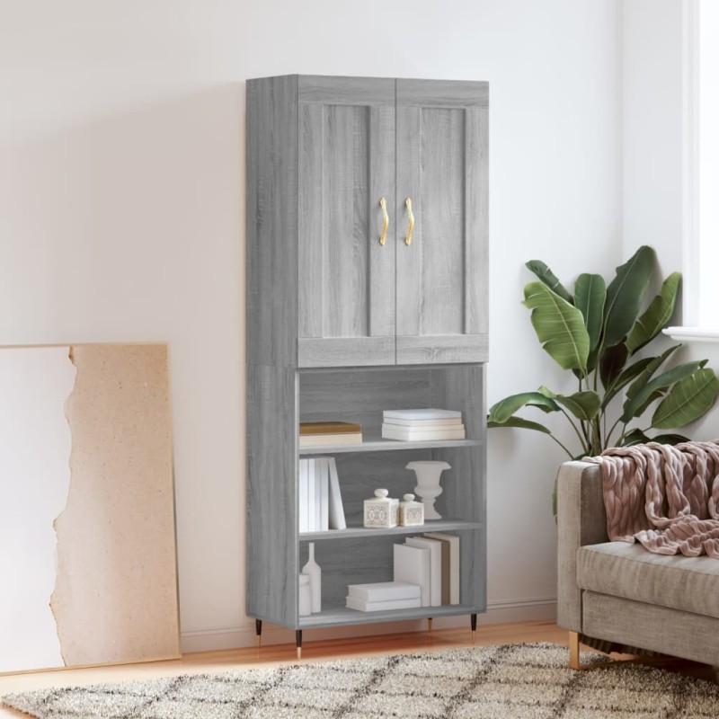 vidaXL Aparador alto madera contrachapada gris sonoma 69,5x34x180 cm vidaXL Aparador alto madera contrachapada gris sonoma 69,5x34x180 cm