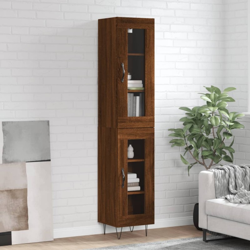 vidaXL Aparador alto madera contrachapada roble marrón 34,5x34x180 cm vidaXL Aparador alto madera contrachapada roble marrón 34,5x34x180 cm