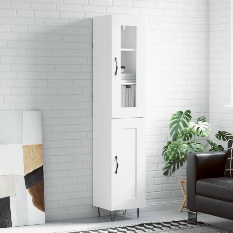 vidaXL Aparador alto madera contrachapada blanco 34,5x34x180 cm vidaXL Aparador alto madera contrachapada blanco 34,5x34x180 cm