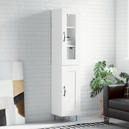vidaXL Aparador alto madera contrachapada blanco 34,5x34x180 cm