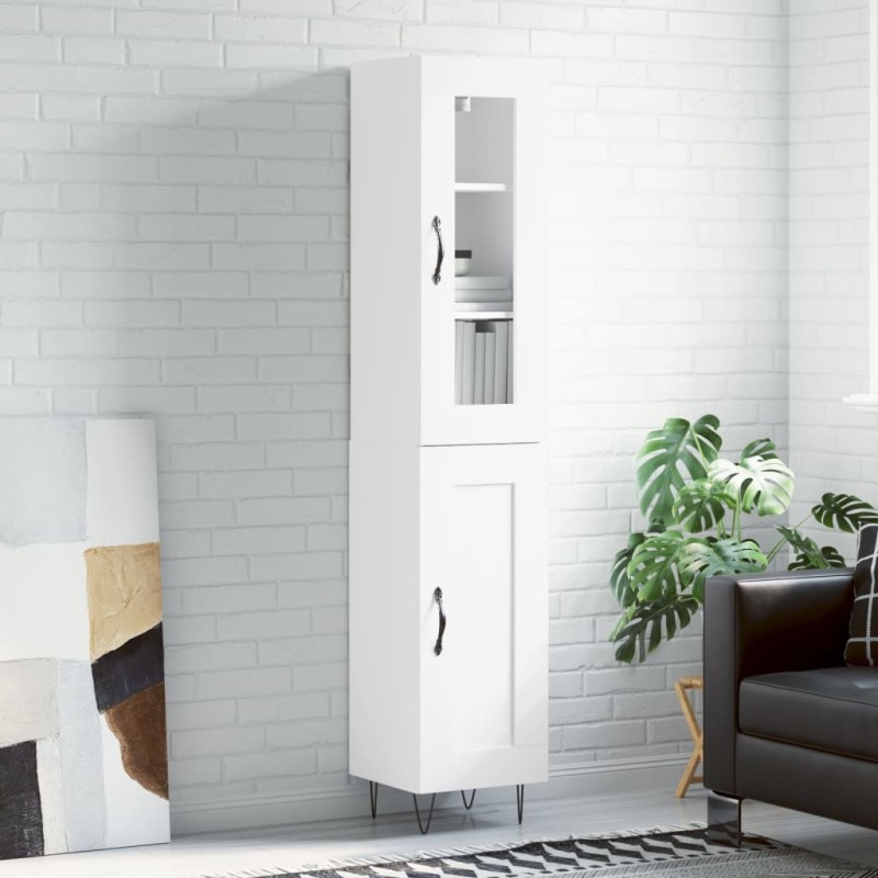 vidaXL Aparador alto madera contrachapada blanco brillo 34,5x34x180 cm vidaXL Aparador alto madera contrachapada blanco brillo 34,5x34x180 cm