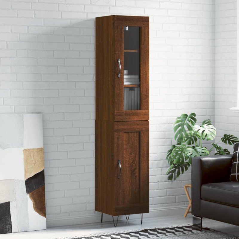 vidaXL Aparador alto madera contrachapada roble marrón 34,5x34x180 cm vidaXL Aparador alto madera contrachapada roble marrón 34,5x34x180 cm