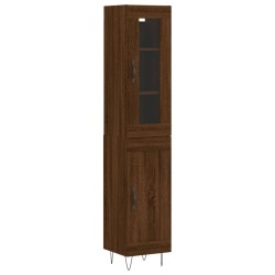 vidaXL Aparador alto madera contrachapada roble marrón 34,5x34x180 cm
