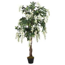 vidaXL Árbol de wisteria artificial 840 hojas verde y blanco 120 cm