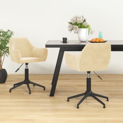 vidaXL Sillas de comedor giratorias 2 uds terciopelo crema
