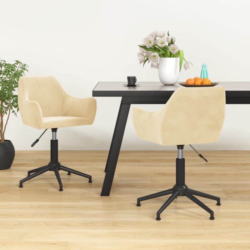 vidaXL Sillas de comedor giratorias 2 uds terciopelo crema vidaXL Sillas de comedor giratorias 2 uds terciopelo crema