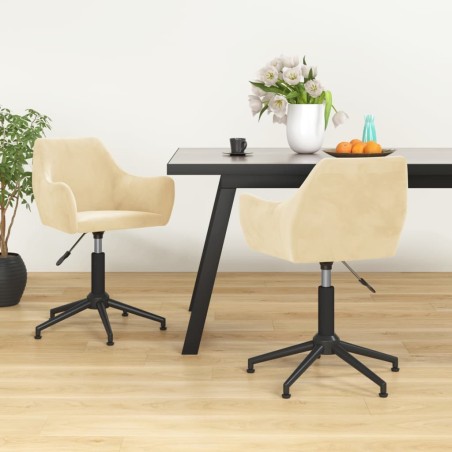 vidaXL Sillas de comedor giratorias 2 uds terciopelo crema