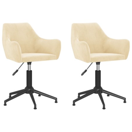 vidaXL Sillas de comedor giratorias 2 uds terciopelo crema