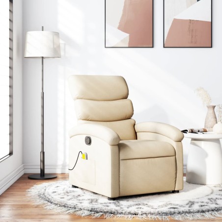 vidaXL Sillón de masaje reclinable de tela crema