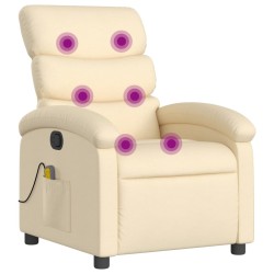 vidaXL Sillón de masaje reclinable de tela crema