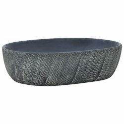 vidaXL Lavabo sobre encimera ovalado cerámica negro y gris 47x33x13 cm