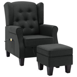 vidaXL Sillón de masaje con reposapiés tela gris oscuro