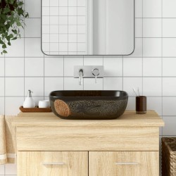 vidaXL Lavabo sobre encimera rectangular cerámica negro 48x37,5x13,5cm