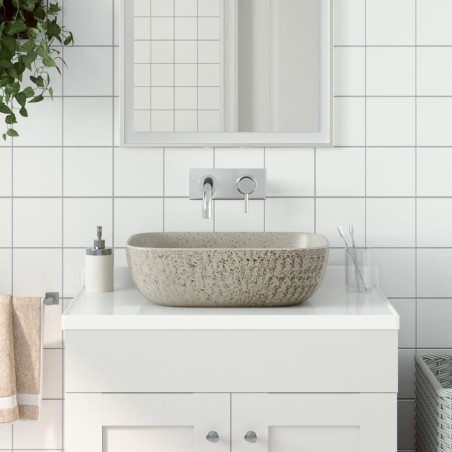 vidaXL Lavabo sobre encimera rectangular cerámica gris 48x37,5x13,5 cm