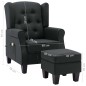 vidaXL Sillón de masaje con reposapiés tela gris oscuro vidaXL Sillón de masaje con reposapiés tela gris oscuro