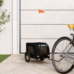 vidaXL Remolque de bicicleta mascotas hierro tela Oxford negro