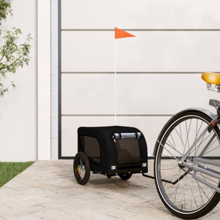 vidaXL Remolque de bicicleta mascotas hierro tela Oxford negro