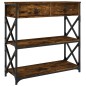 vidaXL Mesa consola madera de ingeniería roble ahumado 75x28x75 cm vidaXL Mesa consola madera de ingeniería roble ahumado 75x28x75 cm