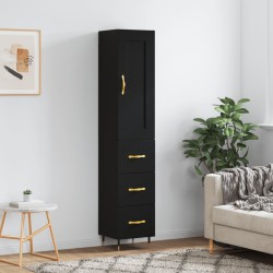 vidaXL Aparador de madera contrachapada negro 34,5x34x180 cm