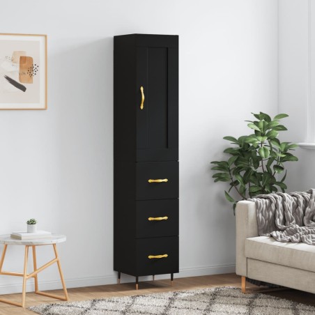 vidaXL Aparador de madera contrachapada negro 34,5x34x180 cm