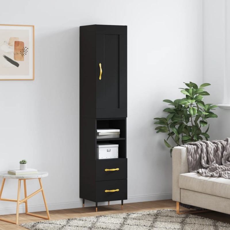 vidaXL Aparador de madera contrachapada negro 34,5x34x180 cm vidaXL Aparador de madera contrachapada negro 34,5x34x180 cm
