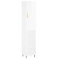 vidaXL Aparador alto madera contrachapada blanco brillo 34,5x34x180 cm