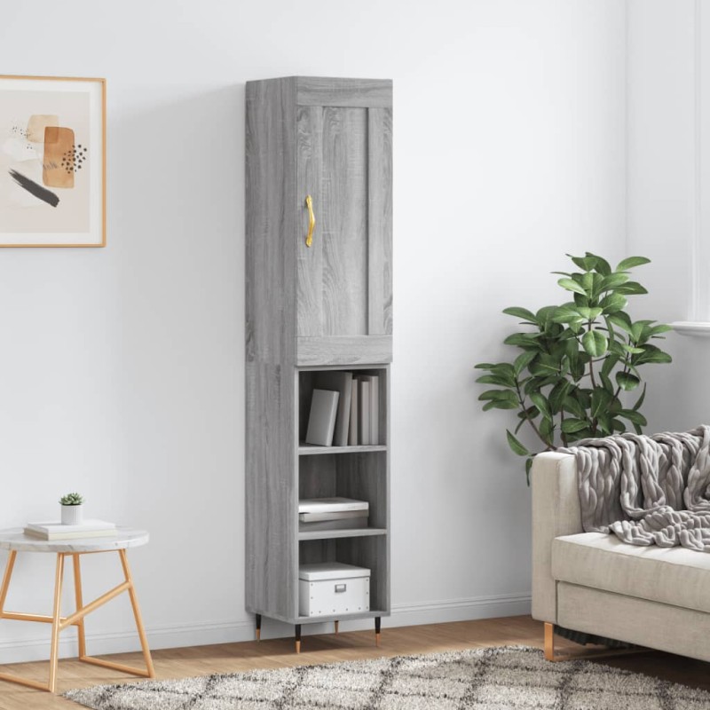 vidaXL Aparador alto madera contrachapada gris Sonoma 34,5x34x180 cm vidaXL Aparador alto madera contrachapada gris Sonoma 34,5x34x180 cm