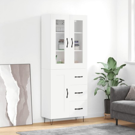vidaXL Aparador alto madera contrachapada blanco 69,5x34x180 cm