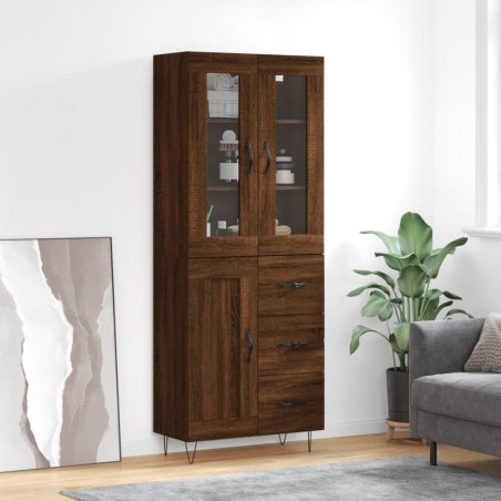 vidaXL Aparador alto madera contrachapada marrón roble 69,5x34x180 cm