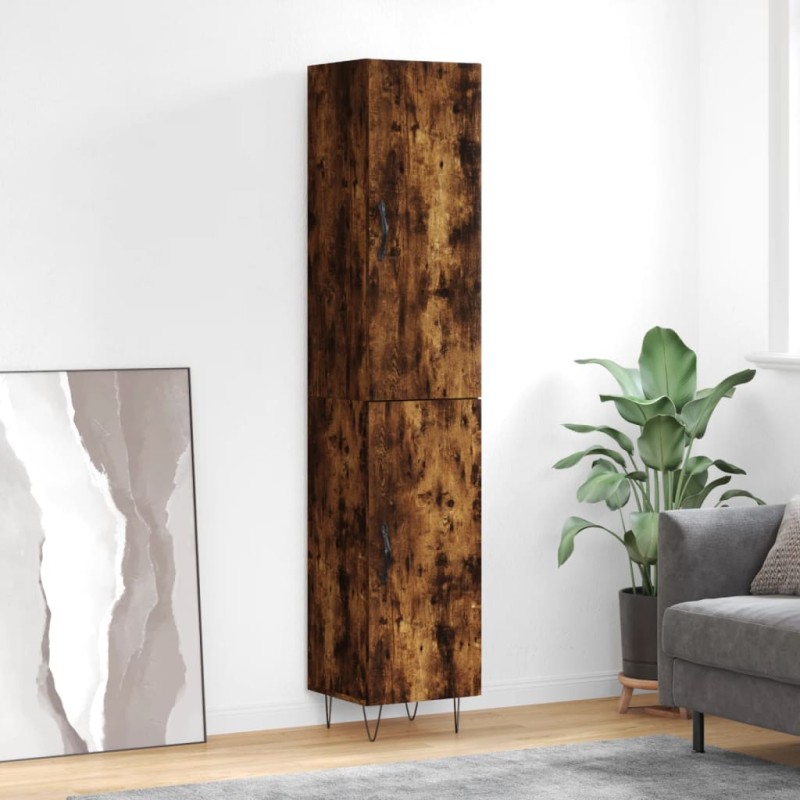vidaXL Aparador de madera contrachapada roble ahumado 34,5x34x180 cm