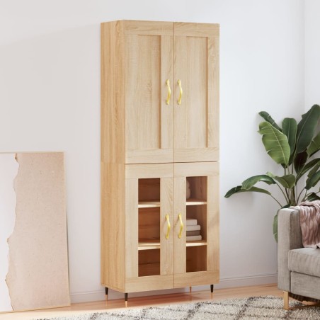 vidaXL Aparador alto madera contrachapada color roble 69,5x34x180 cm