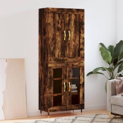 vidaXL Aparador alto madera contrachapada roble ahumado 69,5x34x180 cm