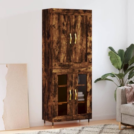 vidaXL Aparador alto madera contrachapada roble ahumado 69,5x34x180 cm