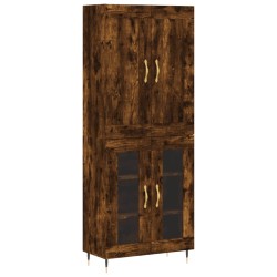 vidaXL Aparador alto madera contrachapada roble ahumado 69,5x34x180 cm