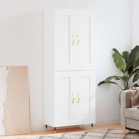 vidaXL Aparador alto madera contrachapada blanco brillo 69,5x34x180 cm