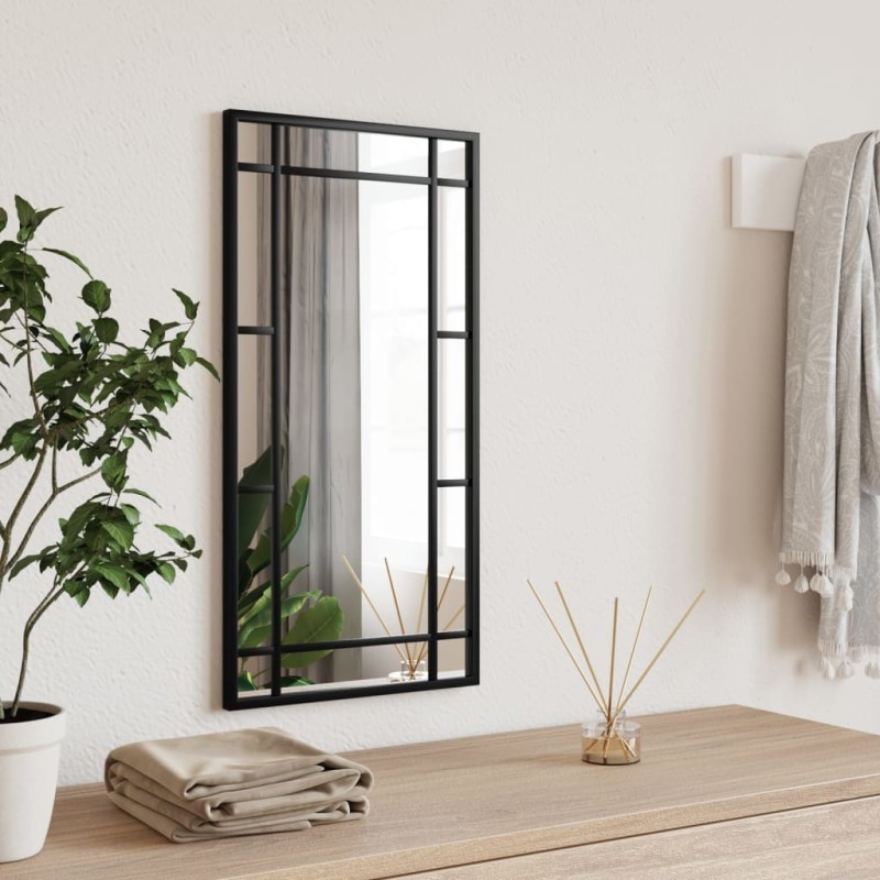 vidaXL Espejo de pared rectangular de hierro negro 30x60 cm vidaXL Espejo de pared rectangular de hierro negro 30x60 cm