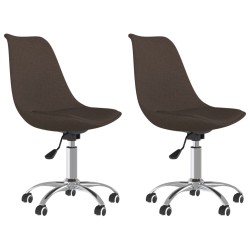 vidaXL Sillas de comedor giratorias 2 unidades tela marrón oscuro