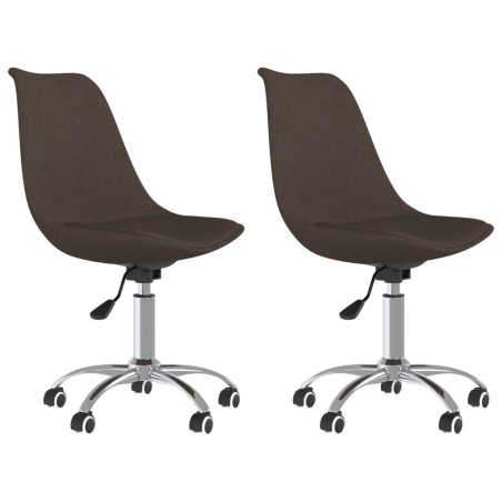 vidaXL Sillas de comedor giratorias 2 unidades tela marrón oscuro