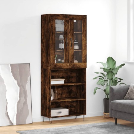 vidaXL Aparador alto madera contrachapada roble ahumado 69,5x34x180 cm