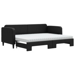 vidaXL Sofá cama nido con colchón tela negro 80x200 cm