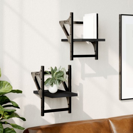 vidaXL Estantes de pared con barras 2 unidades negro 20x25x30 cm